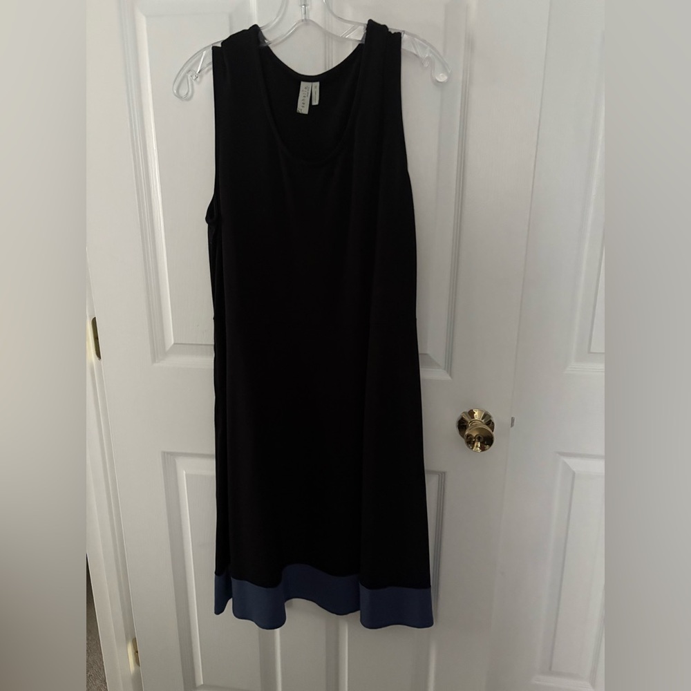 Sahalie Black and Blue Midi Dress with Complementary Cartigan